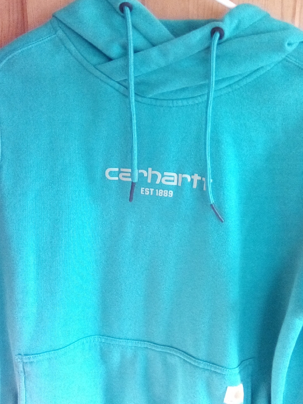 Carhartt Turquoise Pullover Hoodie with White Logo